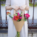 2023 Latest Funnel-shaped Hollow Kraft Paper Bouquet Bag Portable Flower Packing  Bag