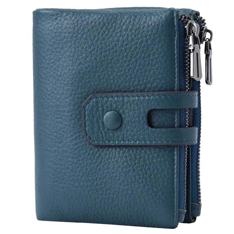 Genuine Leather Women Wallets Mini Vintage Women Purse RFID Blocking Female Cuzdan Small Credit Card Holder Carteira Wallet