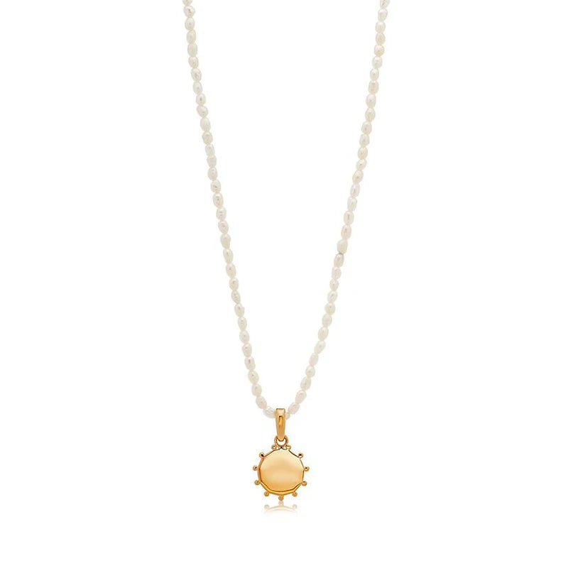 Milskye Fashion Jewelry 925 Silver 14K Gold Pearls Collocation Engravable Pendant Necklace