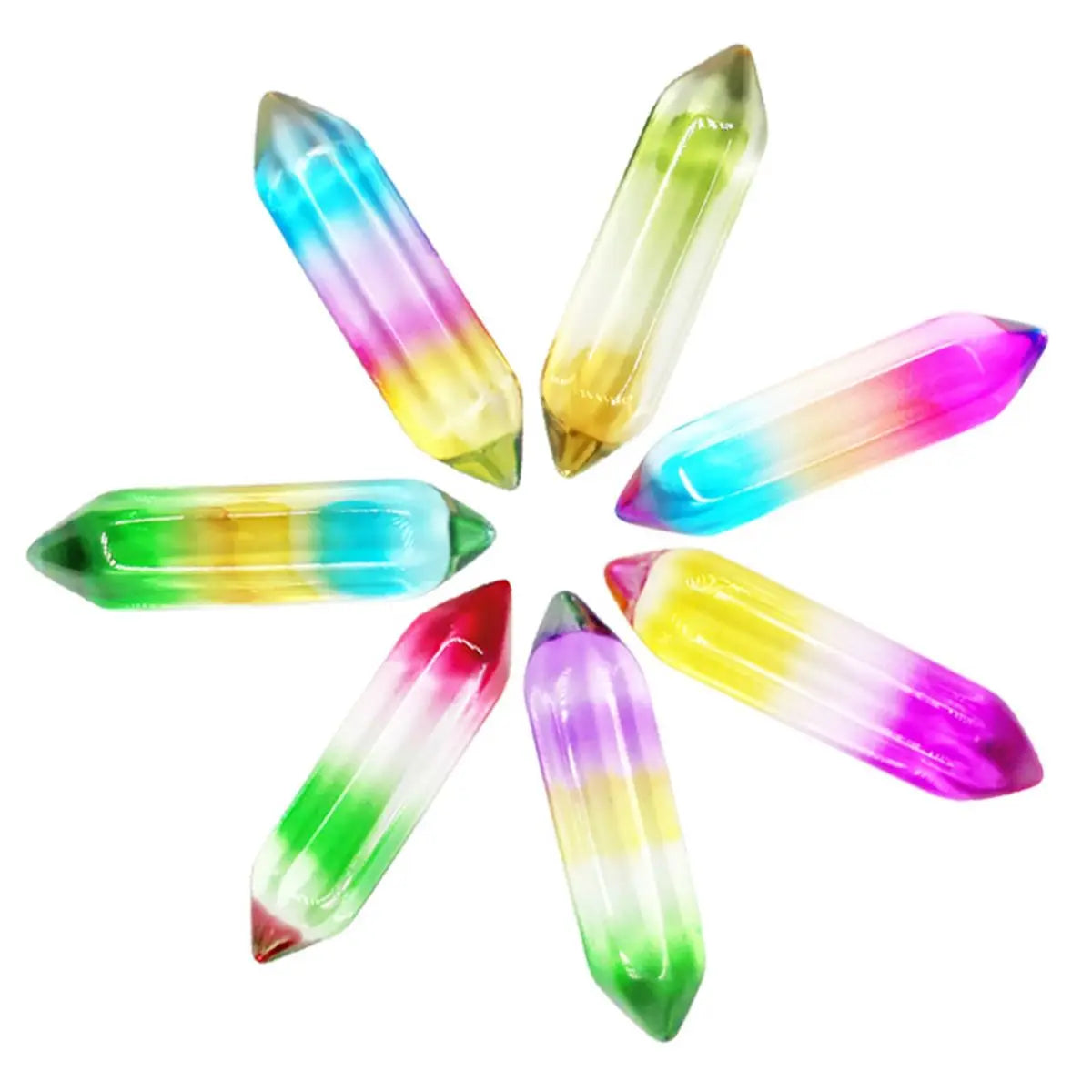 Multicolour Gradient Healing Crystal Pendant Wire Wrap Hexagon Pendulum Charm Pendant for Keychain and Necklace
