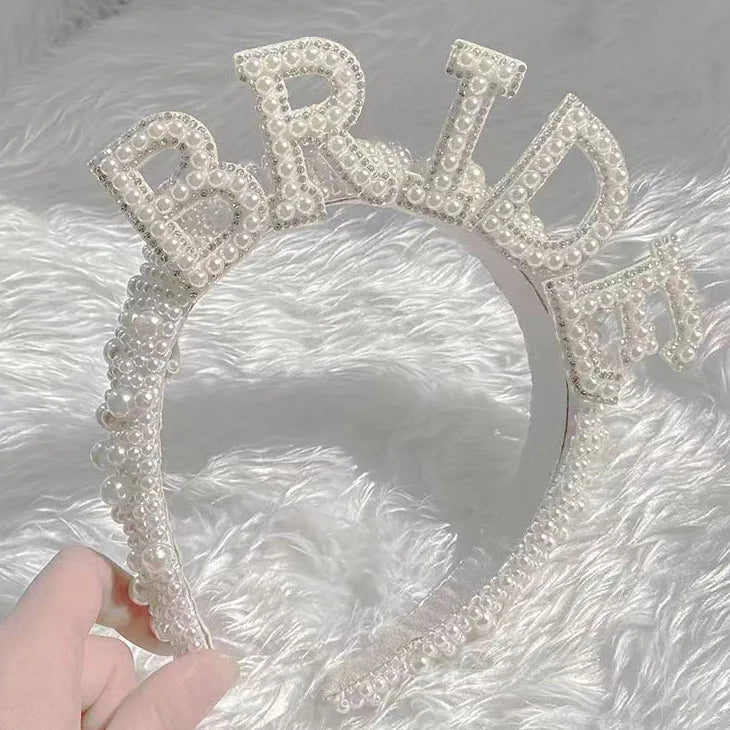 Bachelorette Gift Hen Bridal Pearl Headband Bride to Be Bridal Gift Hen Party Bride Headband