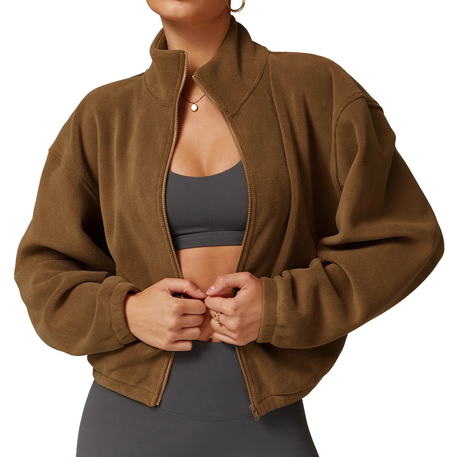 Womens Fuzzy Fleece Jacket Zipper Coats Casual Winter Warm Outwear With Pockets Women's Coats