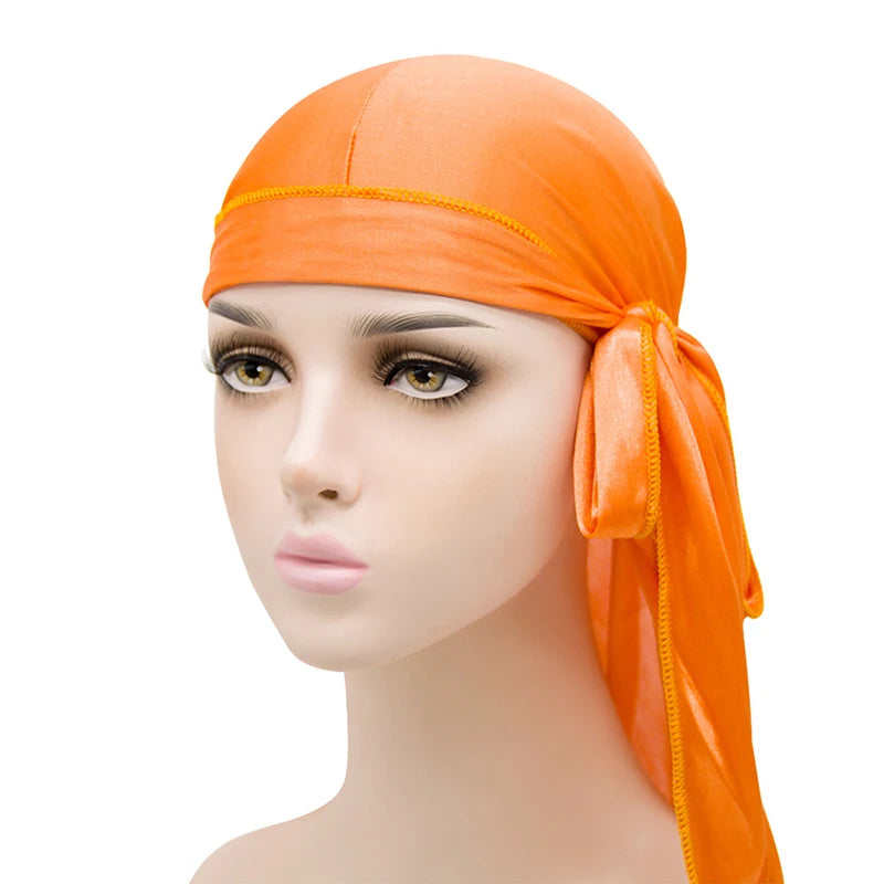 Songmei Luxury Fashion Satin Silky Hair Durag Bonnet Silk Headband Custom Designer Logo 19 Colors Multifunction for Outdoor Use
