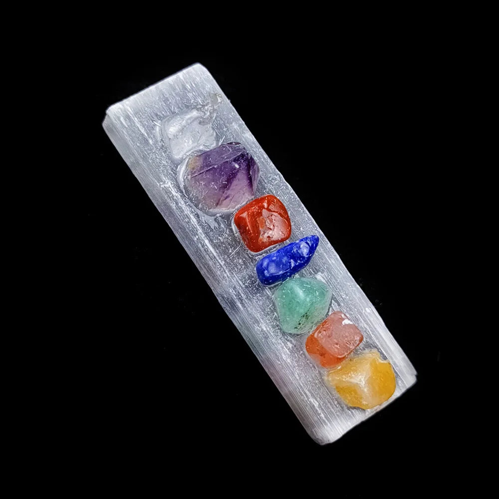 DIY Online Shop Rectangle Shape Chakra Stones Plaster Healing Stick Pendant for Crystal Gift