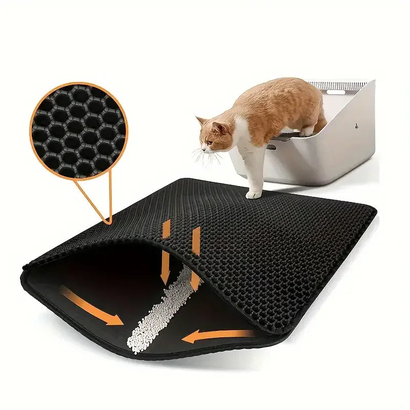 DOUBLEFLY DBMSD18 EVA Double-Layer Cat Litter Pad Waterproof Splash Proof Filter Sand Control Stocked for House Clean