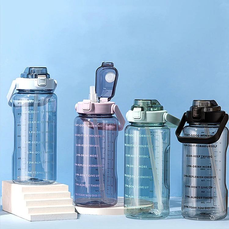 Outdoor Portable Large-capacity Scale and Straw Space Cup Plastic Cup Sports Large Kettle Bottle