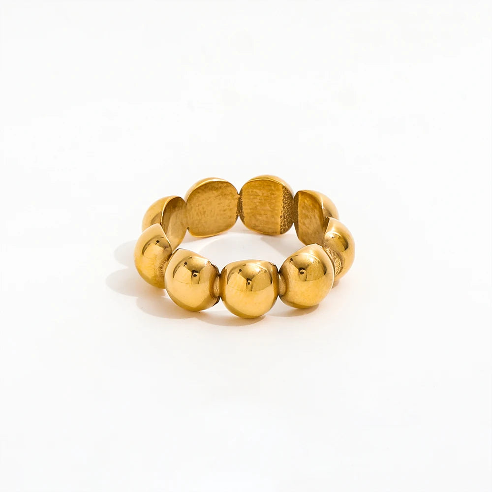 Joolim High End 18K Gold Plated Hemisphere Half Ball Band Rings for Women Finger Ring Wholesale