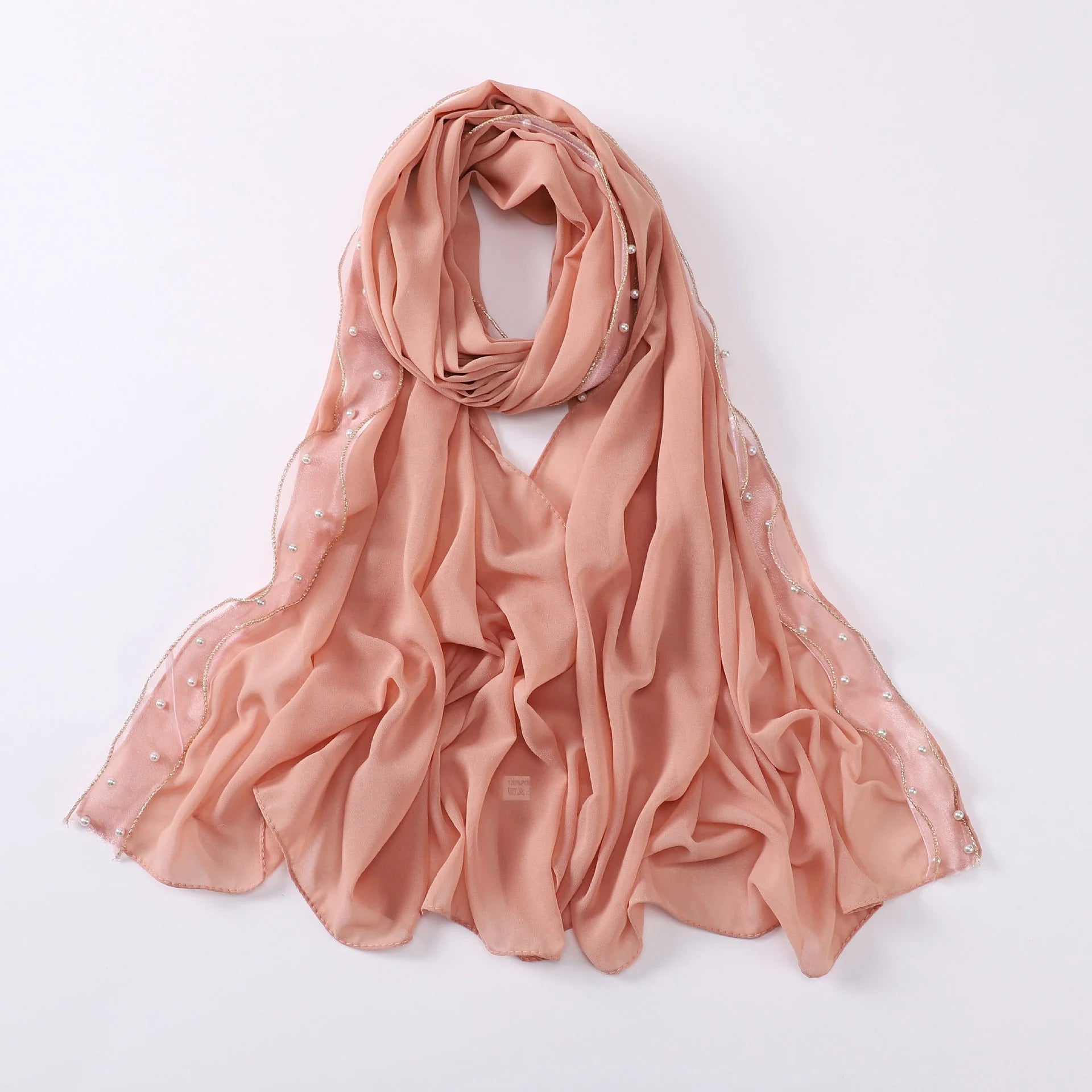 Zifeng OEM Bufandas Por Mayoreo New Fashion Pearl Streamer Chiffon Hijab