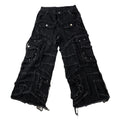 DENIMGUYS Y2k Make Old Patchwork Denim Fringe Pants Men Street Hip Hop Style Baggy Ripped Jeans