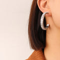 Statement Crystal Earings Big Circle Shiny CZ Crystal Hoop Earrings Rhinestone Stud Earrings