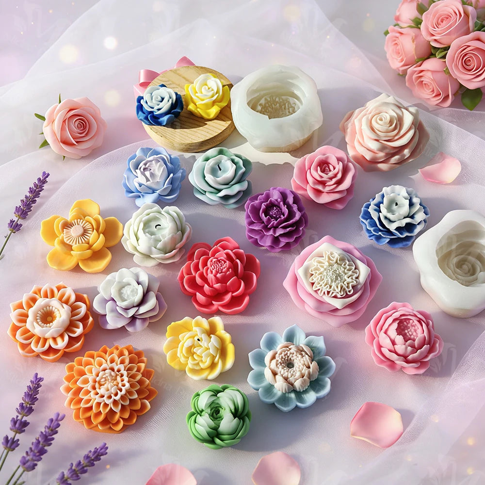 J1037 Flower Fondant Cake Baking Mold DIY Cake Decorating Flower Handmade Soap  Car Decorations Decoration Molds