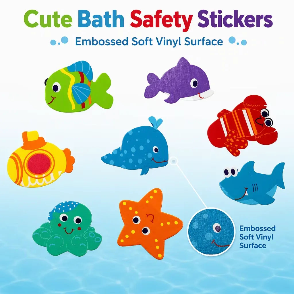 Eco-Friendly Durable Waterproof Non-Slip Bathtub Kids Sticker Single Sided Tape Soft Vinyl Removable Anti UV Pressure Sensitive