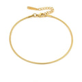 High End Tarnish Free Waterproof 18k PVD Gold Plated Stainless Steel Round Snake Chain Anklet for Women Summer Beach Jewelry