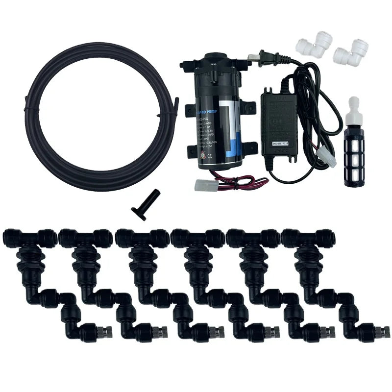 4-Head Reptile Fog Mist Sprinkler Rain Forest Tank 360 Adjustable Aquarium Aquatic Pet Cooling System Connect 1/4'' Tube