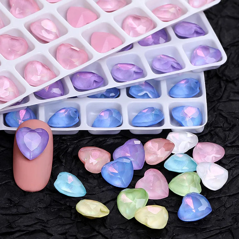 Lan Guang Wholesale 8mm Heart Shape Mocha Rhinestones Glass Crystal Pointed Back Glass Rhinestone for Nail Art Accessories