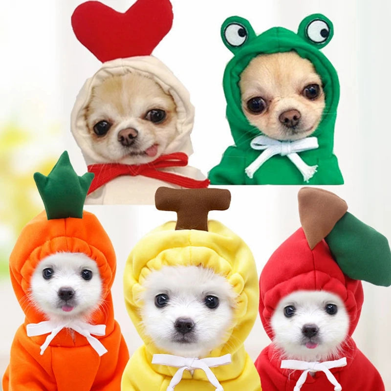Fleece Chihuahua Apparel Customized Fruit Designs Drawstring Dog Hoodie Clothes