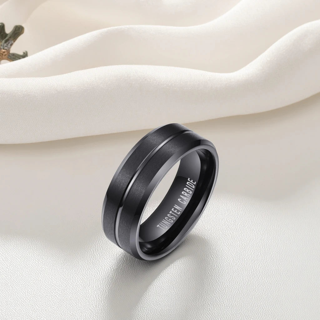 In Stock Wholesales Price Tungsten Carbide 8mm Brushed Comfort Fit Rings Black Men Women Wedding Bands Fashion Jewelry Ring Gift