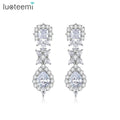 LUOTEEMI Drop Luxury Woman Flower Earing Lady Bridal Zircon Bohemian Dangle Large Fashion Jewelry Earrings