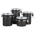 Black Stainless Steel Kitchen Canisters Set Tea Coffee Sugar Storage Jars with Locking Metal Food Canister