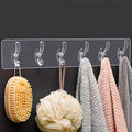 6-Row Multipurpose Transparent Holder Strong Self-Adhesive Wall Hooks Traceless Hanger Stickers for Kitchen Bathroom Plastic