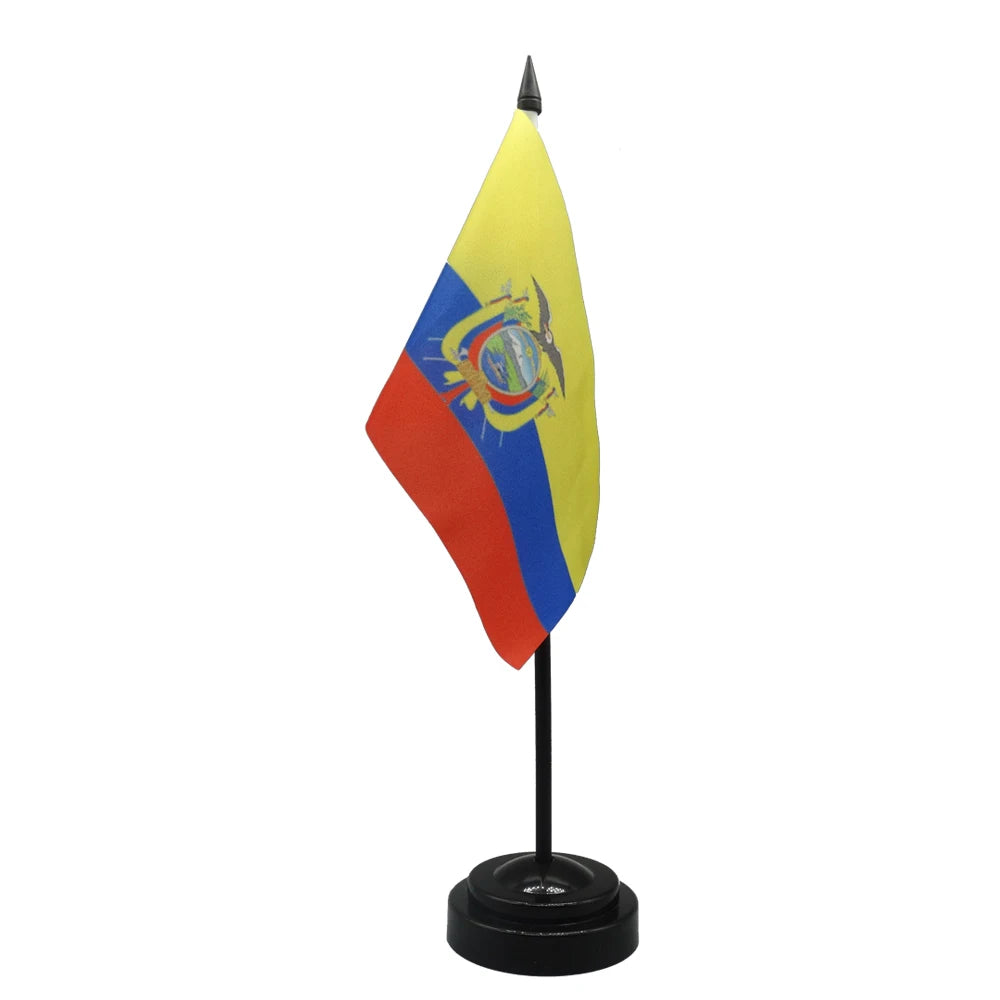 Vivid Polyester Weather Resistant Durable Office Custom Ecuador Table Flag Printed Desk Flags