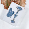 Hongzhuo Facial Box No Logo Face Silver Metal Blue Spot Roller Guasha Set for Face Kit