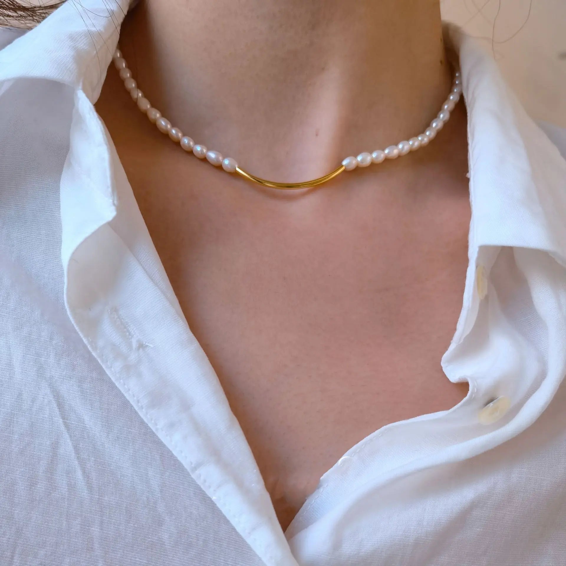 925 Sterling Silver Beaded Natural Freshwater Pearl Necklace Curl Long Irregular Bar Necklaces Women Boho Handmade Jewelry Hot