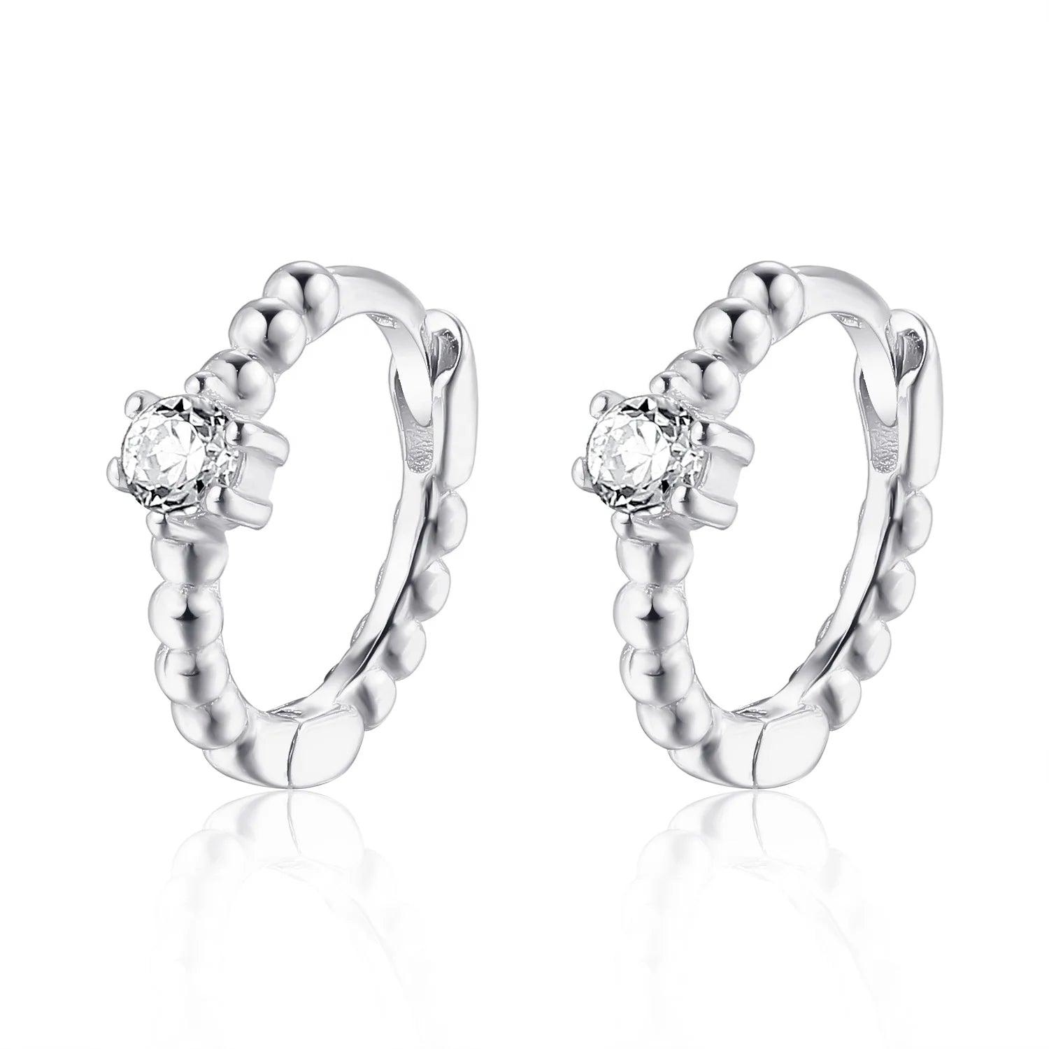 Wholesale NEW Zirconia Gold Hoop Earring 925 Sterling Silver Ball Bead Huggie Earring Hoops Cubic Round Circle Cartilage Earring