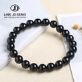 JD 7A Black Tourmaline Beaded Bracelet Healing Crystals Root Chakra Yoga Meditation Jewelry Unisex Protection-Emotional