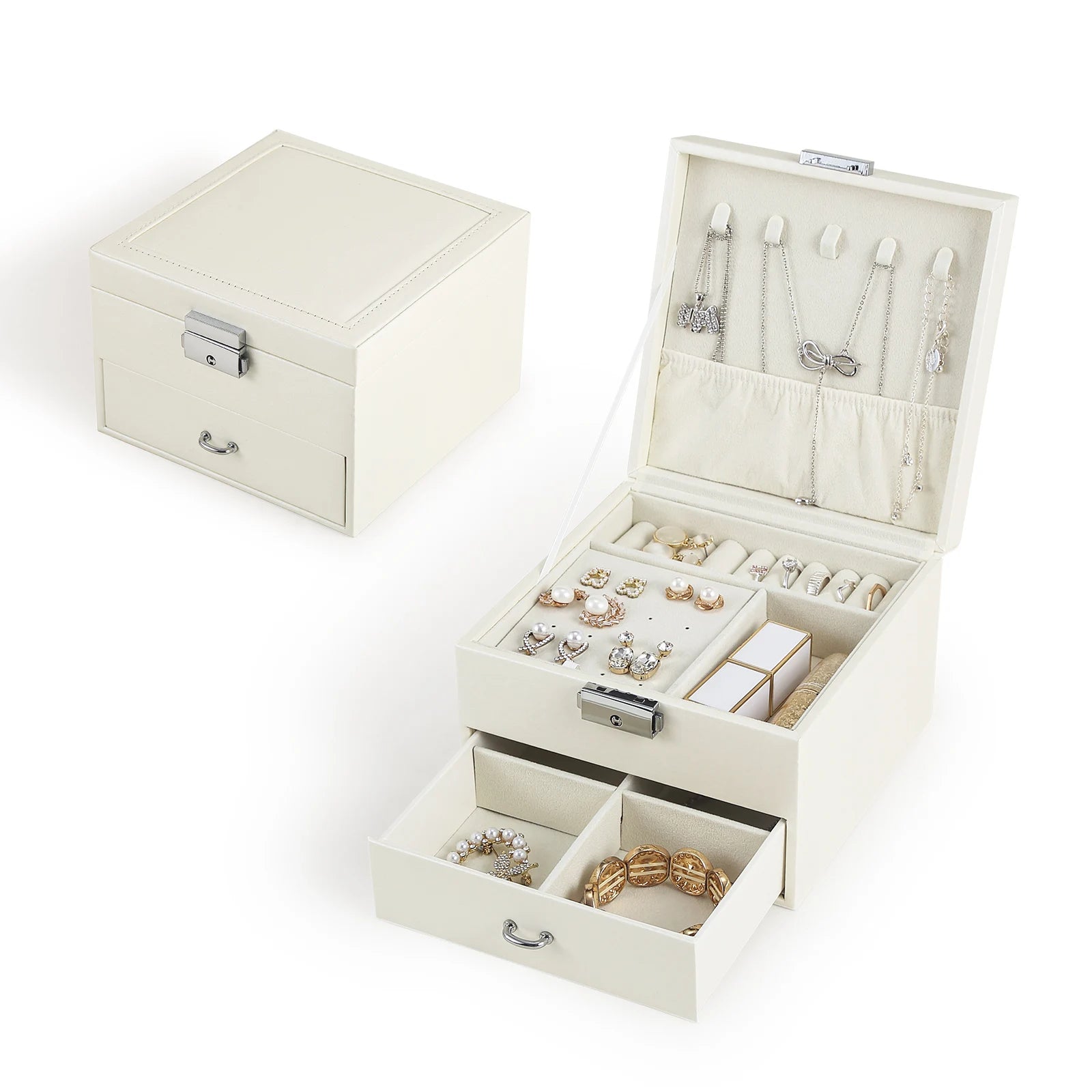 Wholesale Luxury Custom Elegant Square Large Jewelry Boxes Organizer With Logo Earring Ring Necklace Watch Jewellery Gift Case
