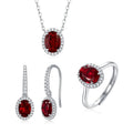 Princess Pigeon Blood Red Three-Piece Set Goose Egg-Shaped Earrings Ring Ruby for Engagement Ceremonies Colorful Treasure