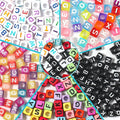 500pcs Acrylic Square Loose Beads 6mm Large Hole  Alphabet Letter Beads for Jewelry Making