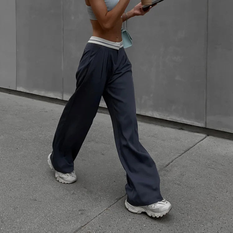Enyami Street Wear Pants Solid Color Pockets Baggy Trouser Low Waist Cargo Parachute Pants for Ladies