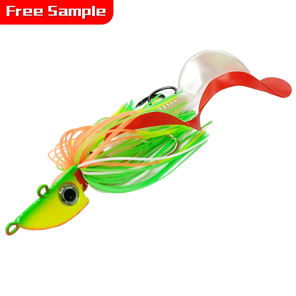 Newbility 20g 40g 60g 80g 100g 120g 150g Lead Head Silicone Skirts Bass 3D Eyes Fishing Sinking Jigs