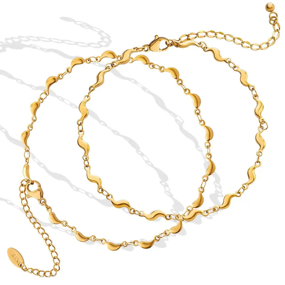 2023 New Design Geometric Non Tarnish Stainless Steel 18K Gold Plated Foot Anklet Jewelry for Women Gift