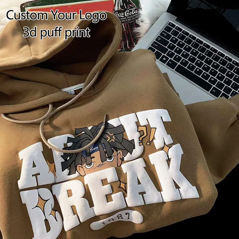 OEM Custom Printed & Embroidered Men's Pullover Hoodie Heavyweight Thick Winter Fleece Oversized Cotton Polyester Collar