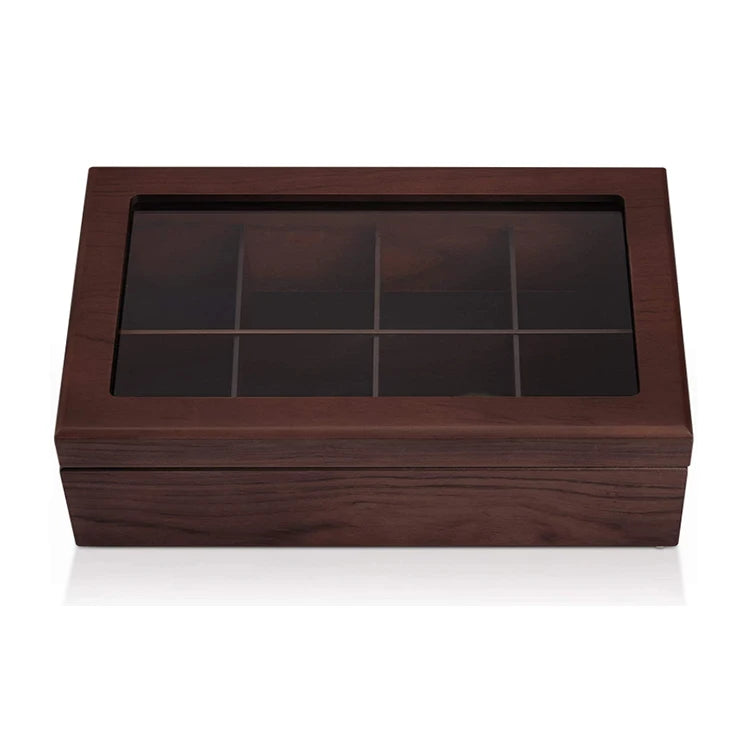 Hot Sale square Walnut Wood Box Packaging Wooden Tea Bag Walnut Storage Box