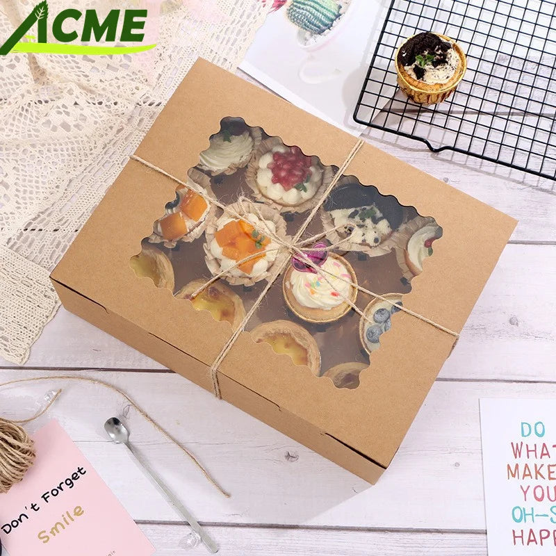 Wholesale Custom Printed Recyclable Clear Long OEM Pastry Boxes Matt Lamination for Bakery Home Party Use Kraft Packaging Muffin
