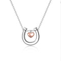 Wholesale Custom Horse Jewelry 925 Sterling Silver Two Tone Love Heart Horseshoe Necklace