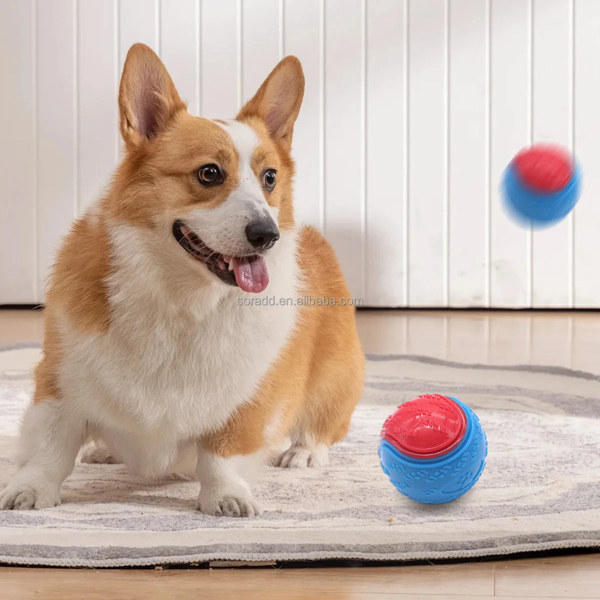 Squeaky Dog Balls for Training Tough High Bouncy Dog Ball Launcher Interactive Puppy Pet Chew & Teething Balls