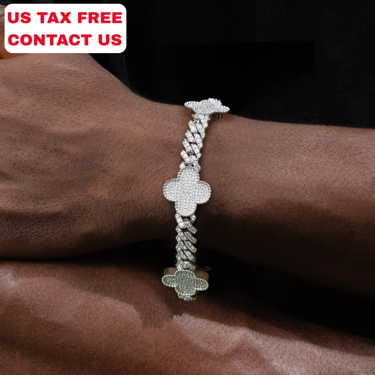 New Arrivals Charming Clover Bracelet Fashion Sparkling 5A Zircon Clover Bracelet Jewelry Four Leaf Cuban Link Bracelet