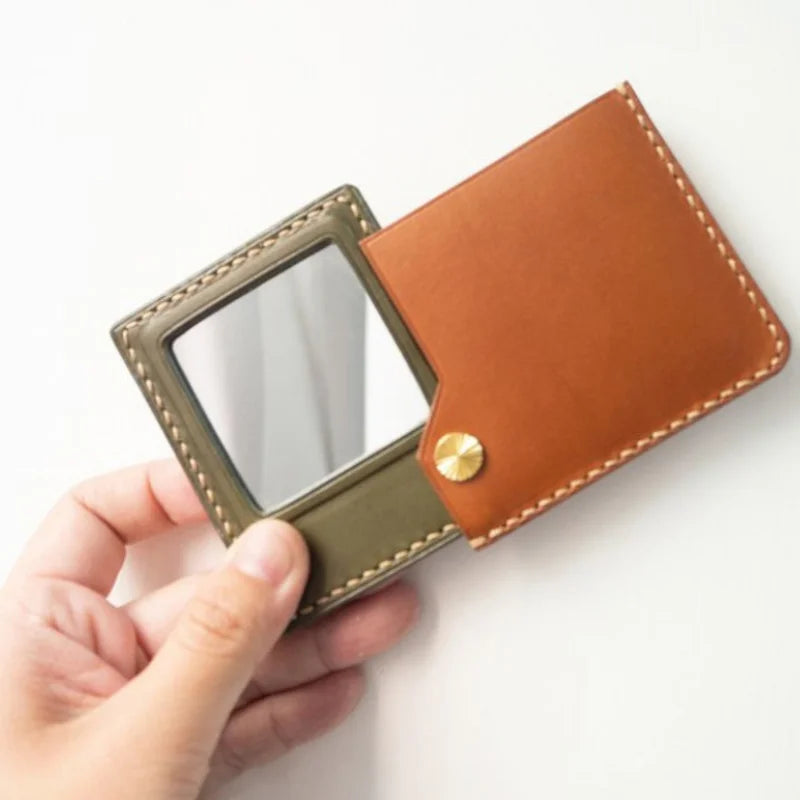 Portable Mini PU Leather Pocket Smart Makeup Mirror Girl Travel Cosmetic Compact Mirrors