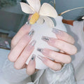 Luxury Press-On Nails Ice Transparent Color Finished ABS Acrylic False Tips Private Label Artificial Fingernails Design Fake