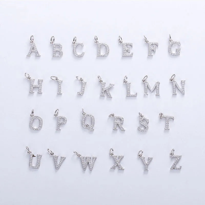 8mm CZ Initial Letter Necklace 925 Sterling Silver Gold Plating Dainty Zircon 26 Alphabet Pendant Necklace for Women Wholesale