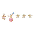 ZUOLA New Arrival Women's Pink Zircon Ear Stud Set 18K Gold Plated Flower Design 5pcs Earring Set