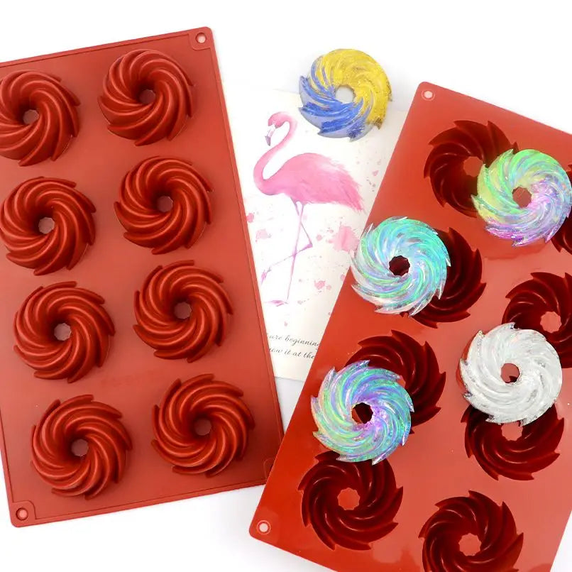 769  8 Cavity vortex Cake Silicone   Mold Kitchen Supplies Tools Cheese Silicone Mold Home Diy Bake Tool Mold Cake Decorating