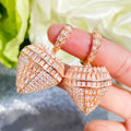 Creative Cubic Zircon Stone Unique Design Gold Plated Statement Big Dangle Drop Huggie Earring for Women Party Wedding Jewelry