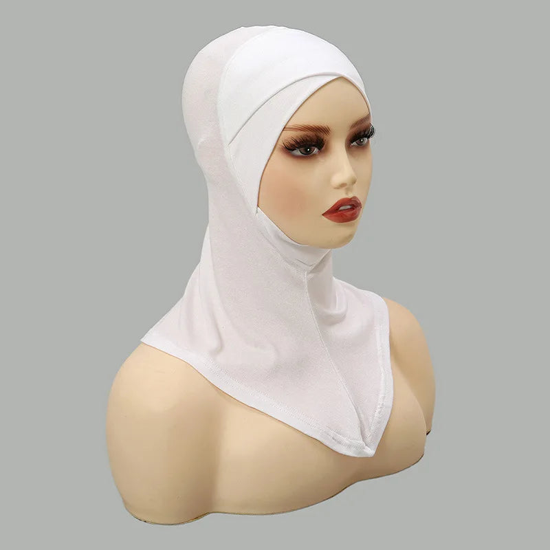 Non Slip Full Cover Inner Wear for Hijab Cap Crossed Cotton Jersey Cap Muslim Neck and Chin Cover Ninja Summer