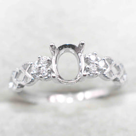 Semi Mount 5*7mm Sterling Silver Ring Frame Empty Blank Support Claw Setting S925 Base Holder Without Center Stone for DIY Inlay