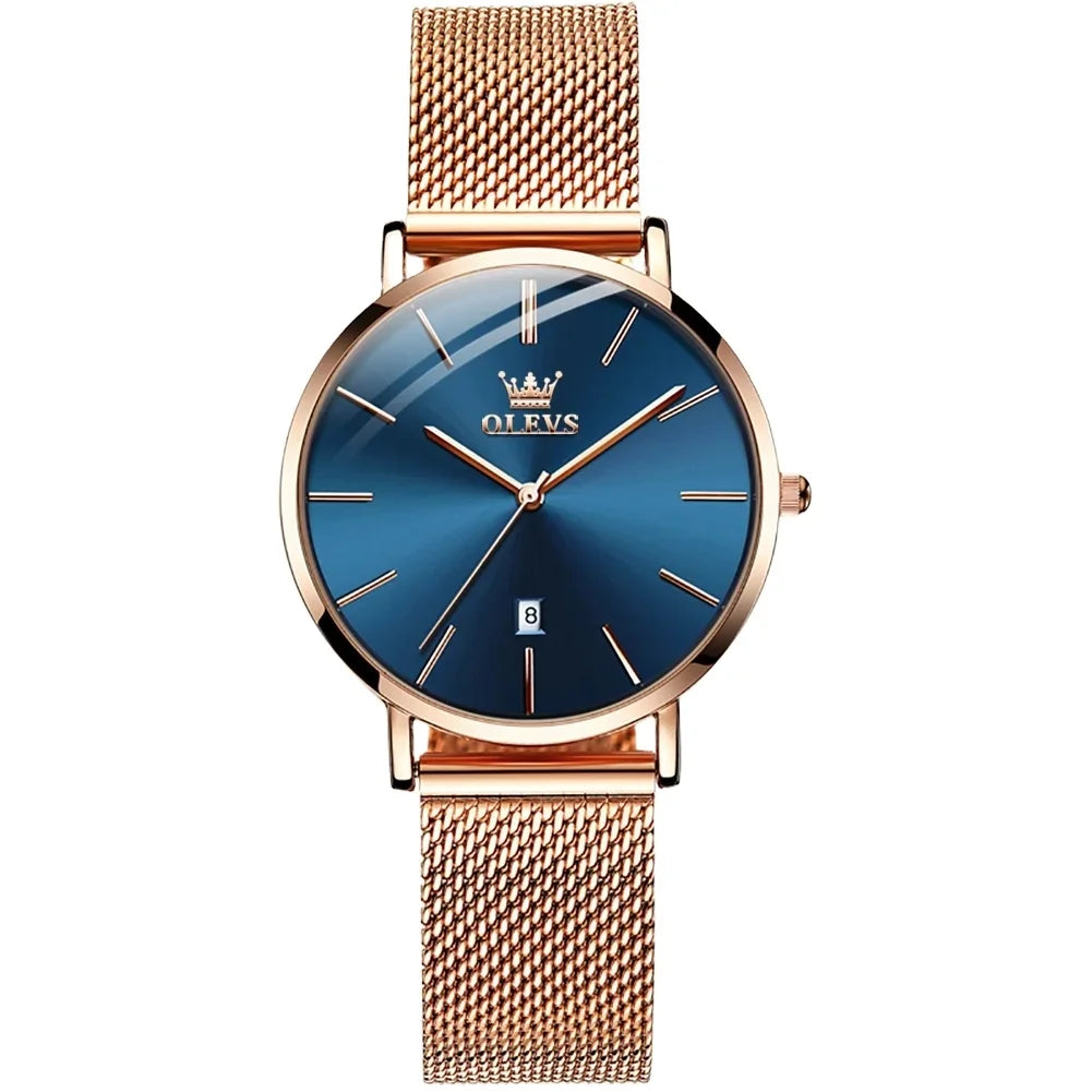 OLEVS Ultra Thin Watches 5869  Watch Women Calendar Mesh Steel Strap Wristwatch Quartz Ladies Watches Clock Relogio Feminino
